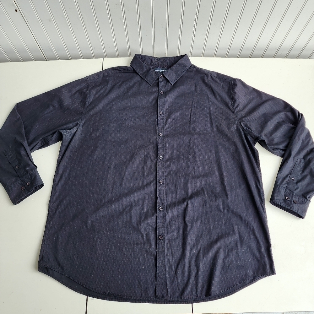 Beverly Hills Club Shirt Mens Black Polka Button Down Long Sleeve Casual 4XLB